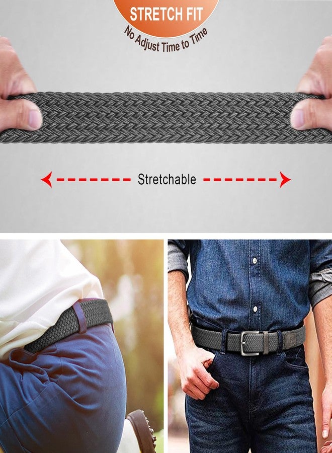 KEMISANT Men's Golf Belt 2 Pack-Braided Woven Stretch Belt for Gift Men Casual Jeans Sports Work 1 3/8"(Beige/Dark Gray,36"-40" Waist Adjustable) - Image 4